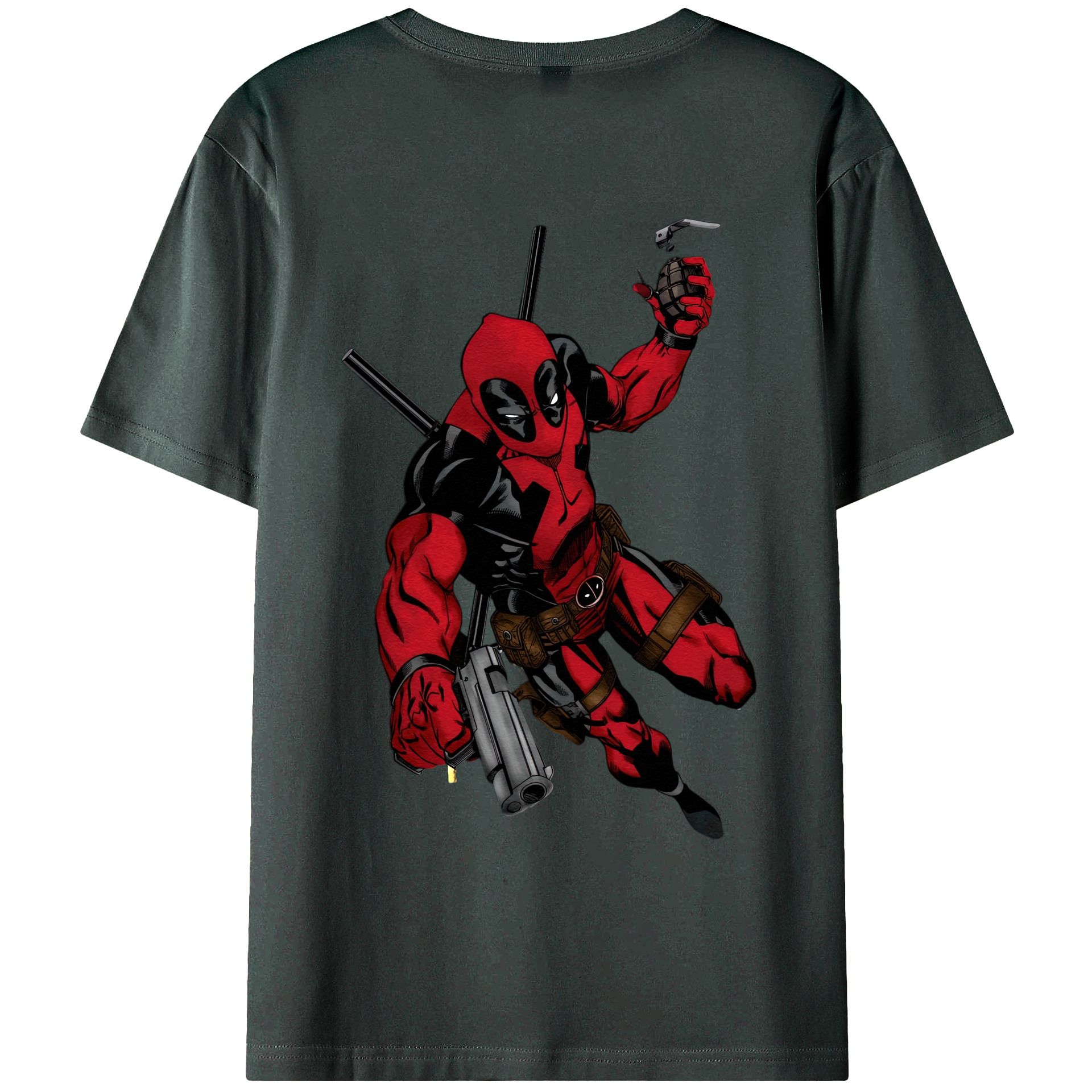 （画像用） Deadpool デッドプール 綿100％ メンズ半袖Tシャツ（バックプリント） 通気性